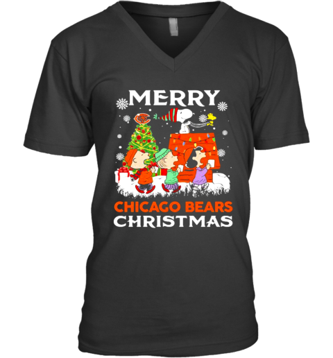 Merry Chicago Bears Christmas Snoopy Peanuts V-Neck T-Shirt