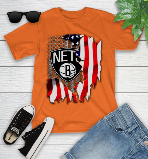 Brooklyn Nets NBA Basketball American Flag Youth T-Shirt 9