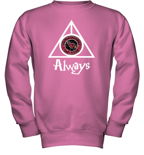 x19s always love the arizona cardinals x harry potter mashup youth sweatshirt 47 front safety pink