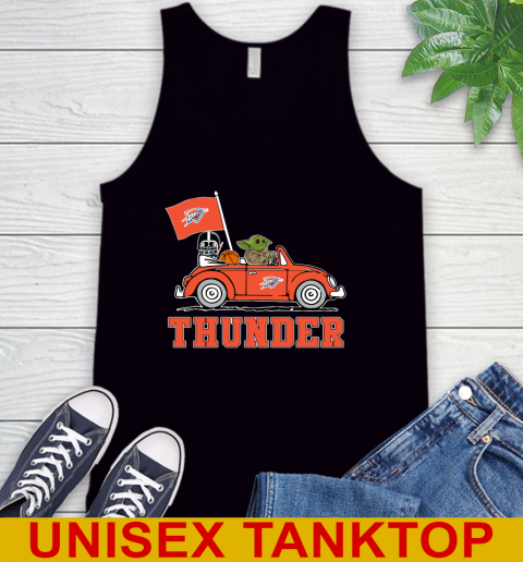 NBA Basketball Oklahoma City Thunder Darth Vader Baby Yoda Driving Star Wars Shirt Tank Top 2