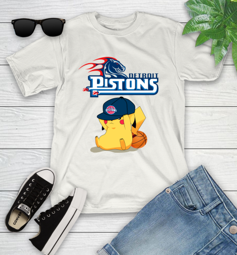 NBA Pikachu Basketball Sports Detroit Pistons Youth T-Shirt