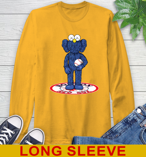 MLB Baseball Boston Red Sox Kaws Bff Blue Figure Shirt Long Sleeve T-Shirt 3
