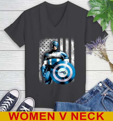 Orlando Magic NBA Basketball Captain America Marvel Avengers American Flag Shirt Women's V-Neck T-Shirt 8