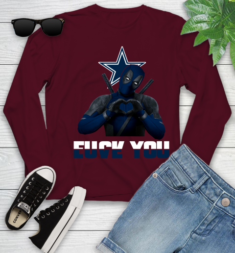 NHL Dallas Cowboys Deadpool Love You Fuck You Football Sports Youth Long Sleeve 6