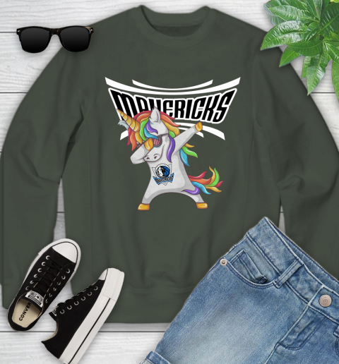 Dallas Mavericks NBA Basketball Funny Unicorn Dabbing Sports Youth Sweatshirt 10