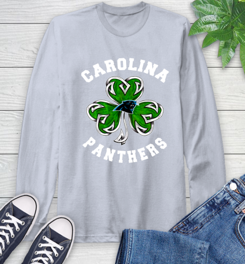 NFL Carolina Panthers Three Leaf Clover St Patrick's Day Football Sports Long Sleeve T-Shirt 6