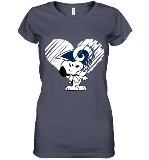 5pt3 a happy christmas with los angeles ram snoopy women v neck t shirt 39 front heather navy