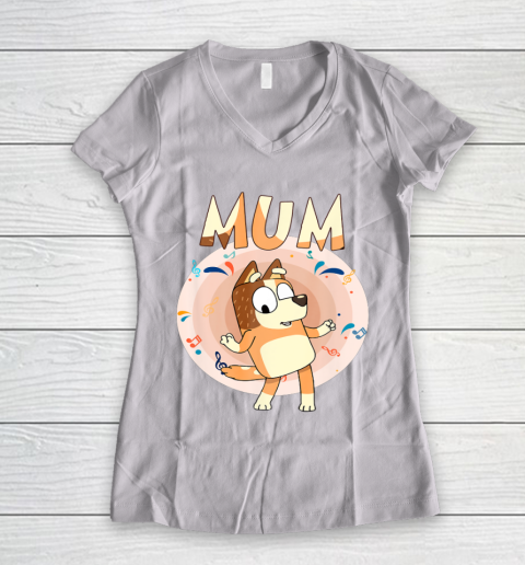 Bluey Dad Mom Funny Family Mother's Day Women's V-Neck T-Shirt 2