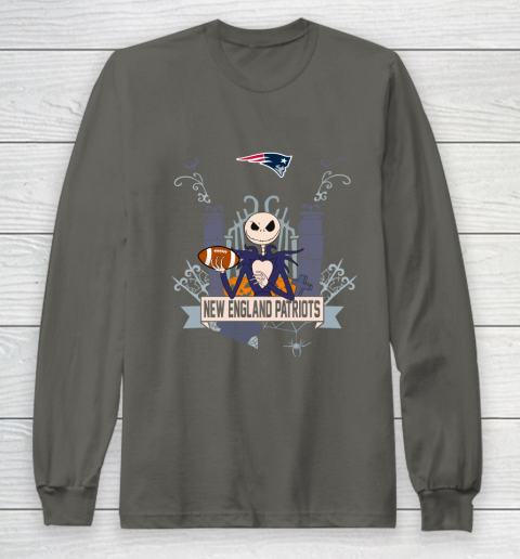 NFL New England Patriots Football Jack Skellington Halloween Long Sleeve T-Shirt 5