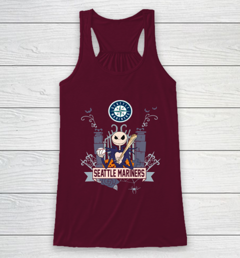 MLB Seattle Mariners Baseball Jack Skellington Halloween Racerback Tank 2