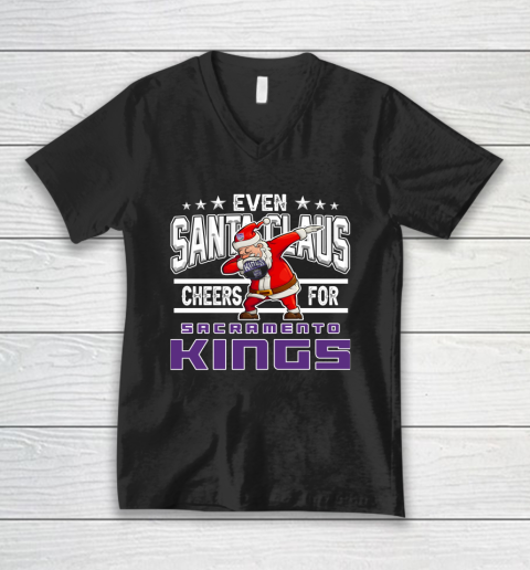 Sacramento Kings Even Santa Claus Cheers For Christmas NBA V-Neck T-Shirt