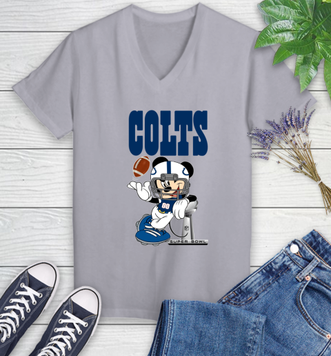 NFL Indianapolis Colts Mickey Mouse Disney Super Bowl Football T Shirt Women's V-Neck T-Shirt 4