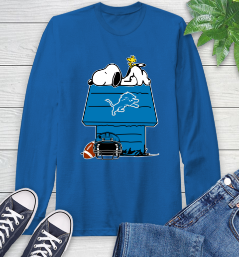 Detroit Lions NFL Football Snoopy Woodstock The Peanuts Movie Long Sleeve T-Shirt - Image 10