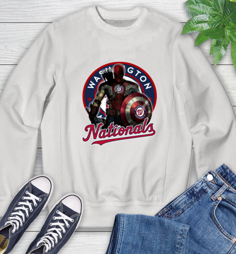 MLB Captain America Thor Spider Man Hawkeye Avengers Endgame Baseball Washington Nationals Sweatshirt
