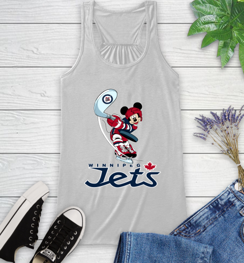NHL Hockey Winnipeg Jets Cheerful Mickey Mouse Shirt Racerback Tank 2
