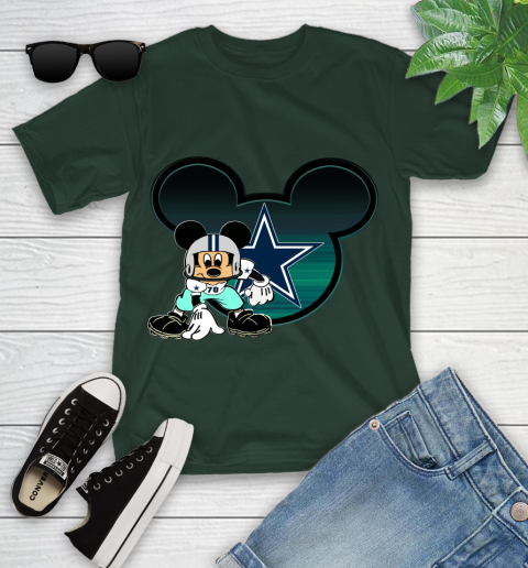NFL Dallas Cowboys Mickey Mouse Disney Football T Shirt Youth T-Shirt 17