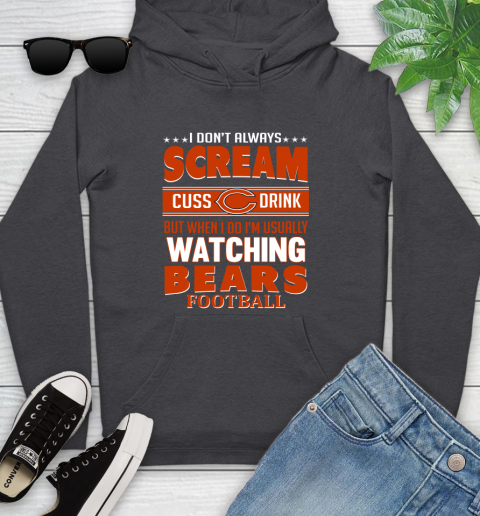 Chicago Bears NFL Football I Scream Cuss Drink When I'm Watching My Team Youth Hoodie 8
