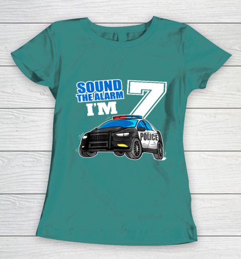 Kids Police Car 7th Birthday Shirt Boy 7 Cop Policeman Officer 7 Year Old Women's T-Shirt 10