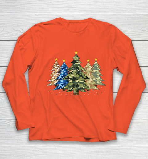 Camo Print Christmas Trees with Camouflage Print Xmas Youth Long Sleeve 3