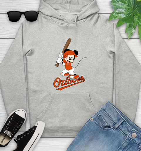 MLB Baseball Baltimore Orioles Cheerful Mickey Mouse Shirt Youth Hoodie 2