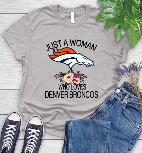 NFL Just A Woman Who Loves Denver Broncos Football Sports Women's T-Shirt 10