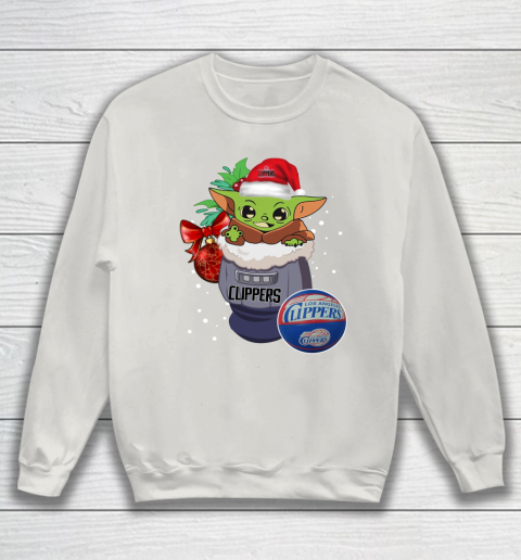 LA Clippers Christmas Baby Yoda Star Wars Funny Happy NBA Sweatshirt 10