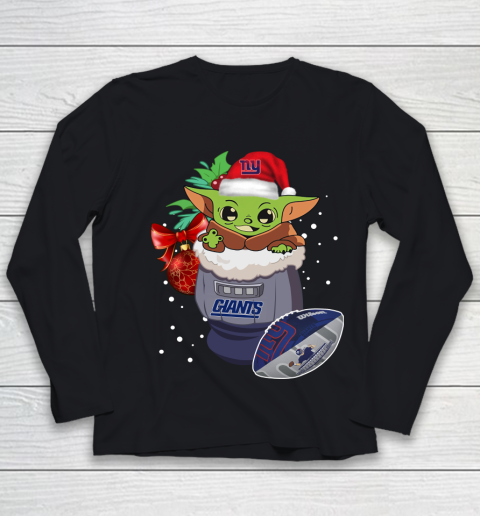 New York Giants Christmas Baby Yoda Star Wars Funny Happy NFL Youth Long Sleeve
