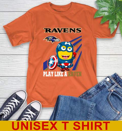 NFL Football Baltimore Ravens Captain America Marvel Avengers Minion Shirt T-Shirt 4