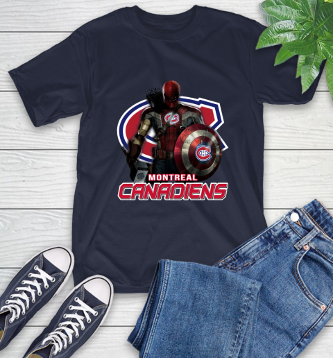NHL Captain America Thor Spider Man Hawkeye Avengers Endgame Hockey Montreal Canadiens T-Shirt 4
