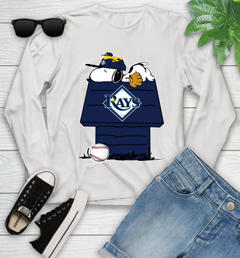 MLB Tampa Bay Rays Snoopy Woodstock The Peanuts Movie Baseball T Shirt Youth Long Sleeve
