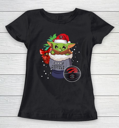 Toronto Raptors Christmas Baby Yoda Star Wars Funny Happy NBA Women's T-Shirt 2