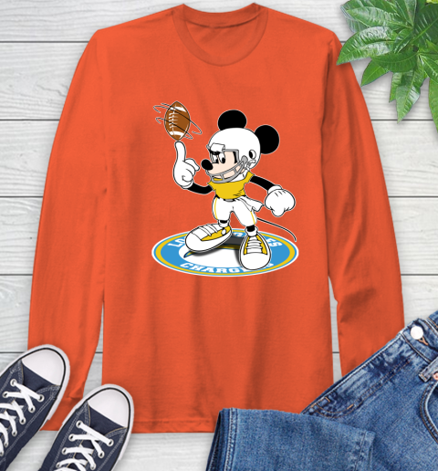 NFL Football Los Angeles Chargers Cheerful Mickey Disney Shirt Long Sleeve T-Shirt 5