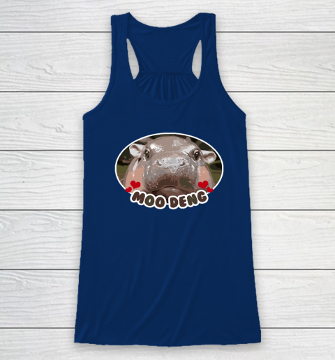 Moo Deng Bouncy Pig in Thai Picture The Cute Baby Hippo Racerback Tank 4