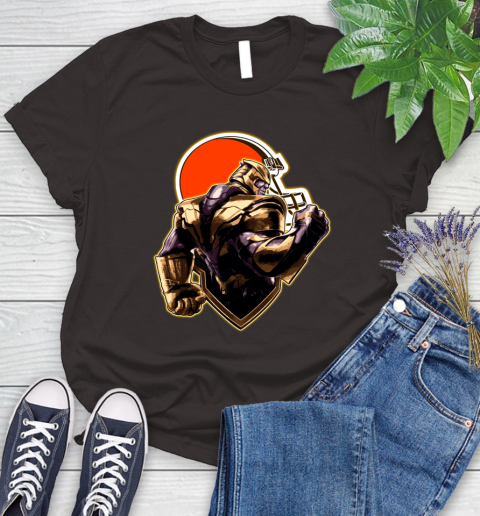 NFL Thanos Avengers Endgame Football Sports Cleveland Browns Women's T-Shirt 8