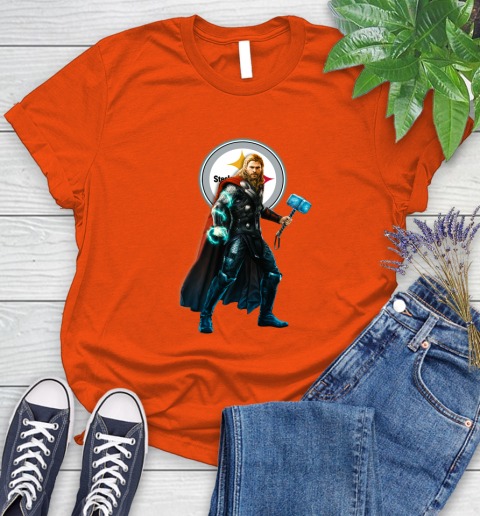 NFL Thor Avengers Endgame Football Pittsburgh Steelers Women's T-Shirt 4