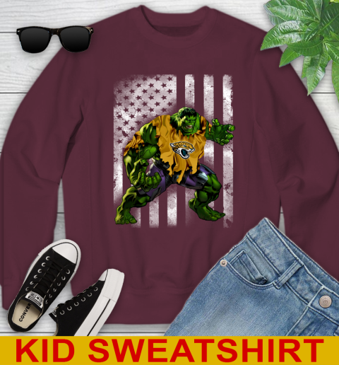 Jacksonville Jaguars Hulk Marvel Avengers NFL Football American Flag Youth Sweatshirt 4
