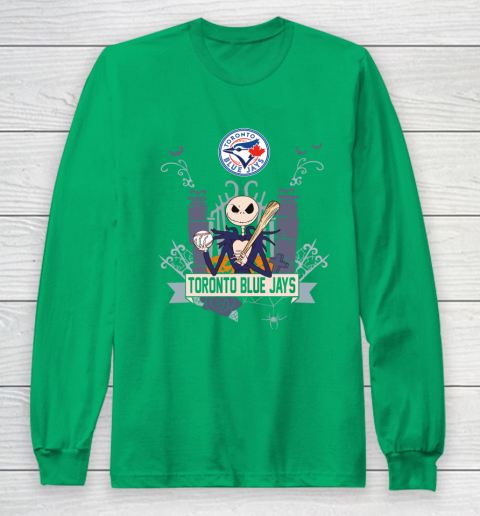 MLB Toronto Blue Jays Baseball Jack Skellington Halloween Long Sleeve T-Shirt 4