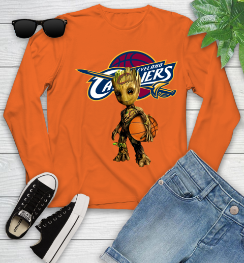 Cleveland Cavaliers NBA Basketball Groot Marvel Guardians Of The Galaxy Youth Long Sleeve 4