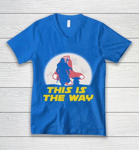 Boston Red Sox MLB Baseball Star Wars Yoda And Mandalorian This Is The Way V-Neck T-Shirt 5
