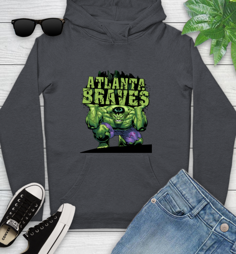 Atlanta Braves MLB Baseball Incredible Hulk Marvel Avengers Sports Youth Hoodie 8
