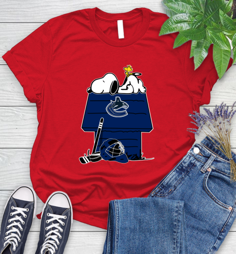 Vancouver Canucks NHL Hockey Snoopy Woodstock The Peanuts Movie Women's T-Shirt 9