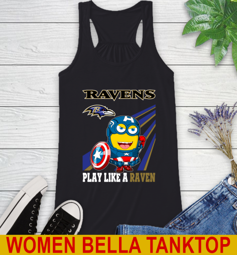 NFL Football Baltimore Ravens Captain America Marvel Avengers Minion Shirt Racerback Tank