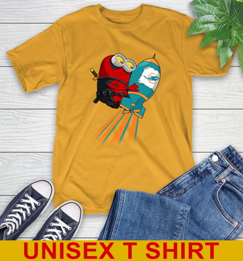 NFL Football Miami Dolphins Deadpool Minion Marvel Shirt T-Shirt 2