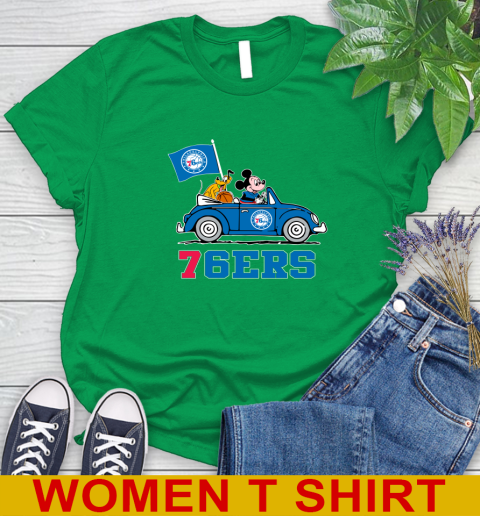 NBA Basketball Philadelphia 76ers Pluto Mickey Driving Disney Shirt Women's T-Shirt 6