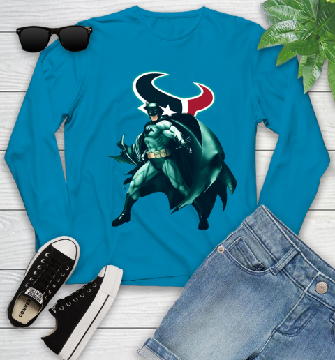 NFL Batman Football Sports Houston Texans Youth Long Sleeve 7