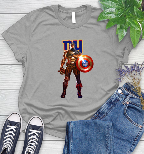NFL Captain America Marvel Avengers Endgame Football Sports New York Giants Women's T-Shirt 10
