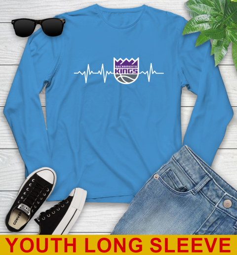Sacramento Kings NBA Basketball Heart Beat Shirt Youth Long Sleeve 8