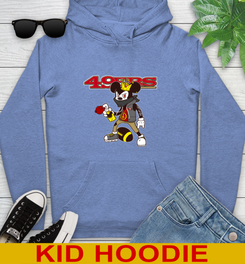 San Francisco 49ers NFL Football Mickey Peace Sign Sports Youth Hoodie 12