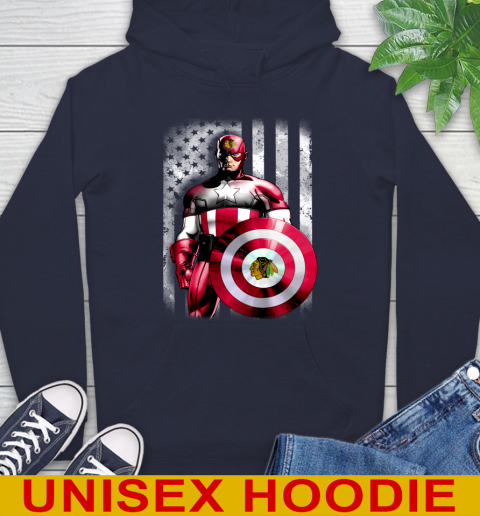 Chicago Blackhawks NHL Hockey Captain America Marvel Avengers American Flag Shirt Hoodie 3
