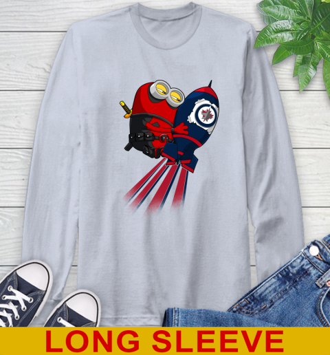 NHL Hockey Winnipeg Jets Deadpool Minion Marvel Shirt Long Sleeve T-Shirt 6